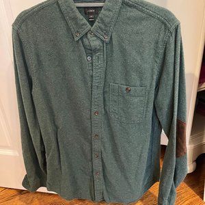 VINTAGE JCREW MENS  WOOL SHIRT W/ ELBOW PATCHES
